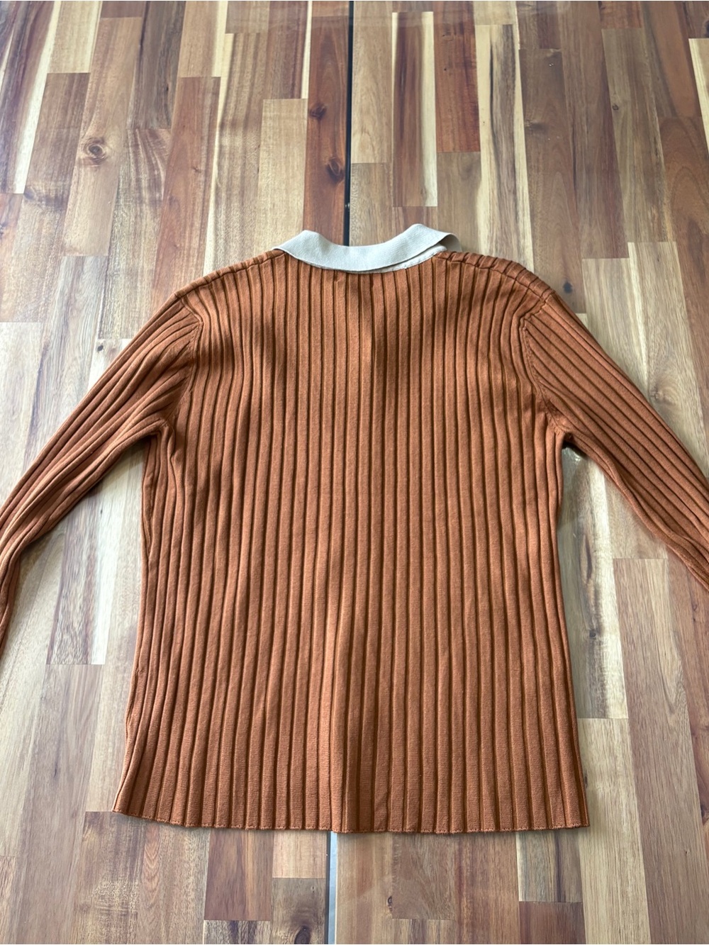 NWT Cactus Rust Ribbed Knit Collared Button Front Cardigan Top Small - Picture 8 of 10
